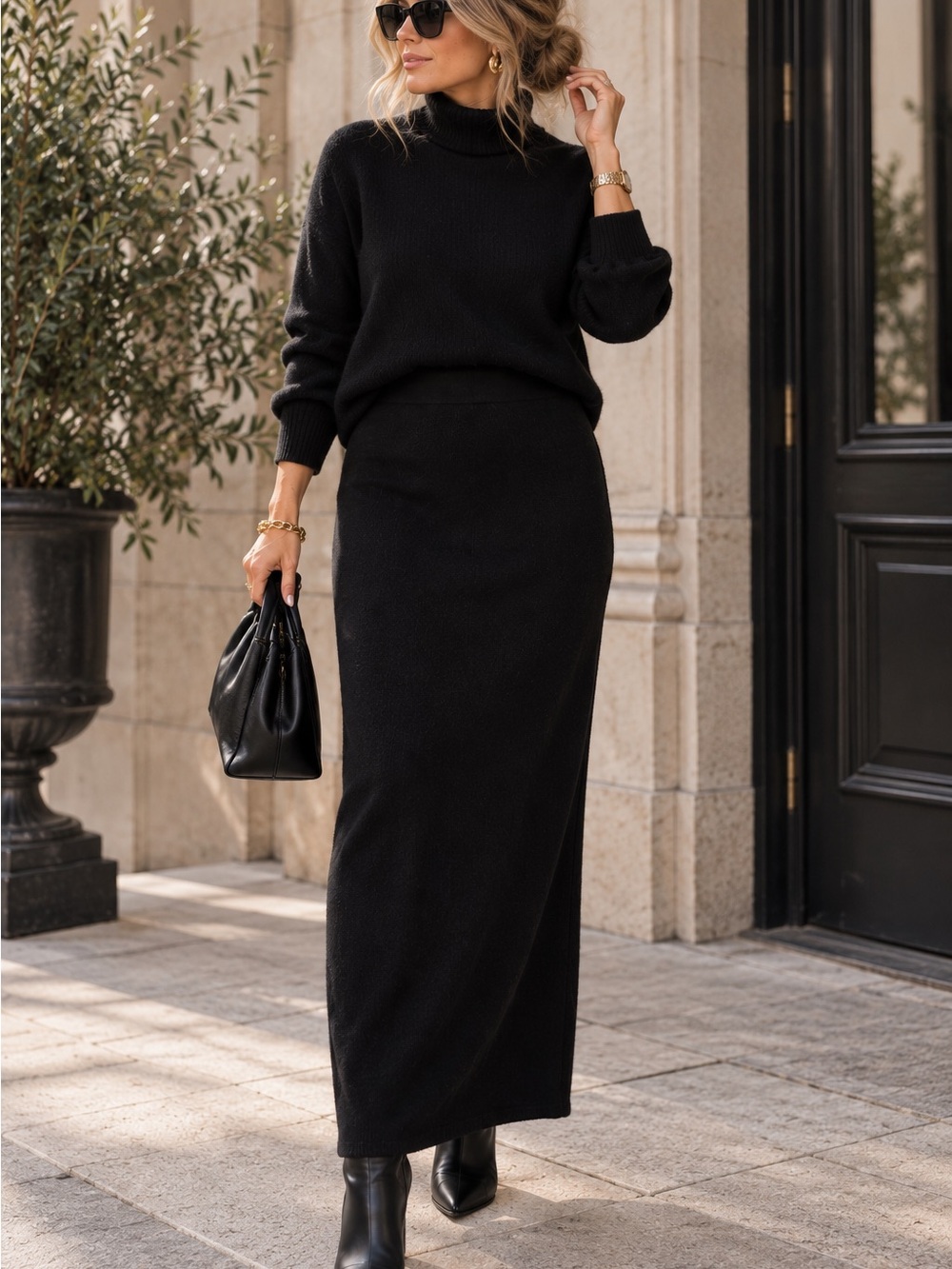 Cynthia Rowley 100% Cashmere Black Maxi Skirt XS
